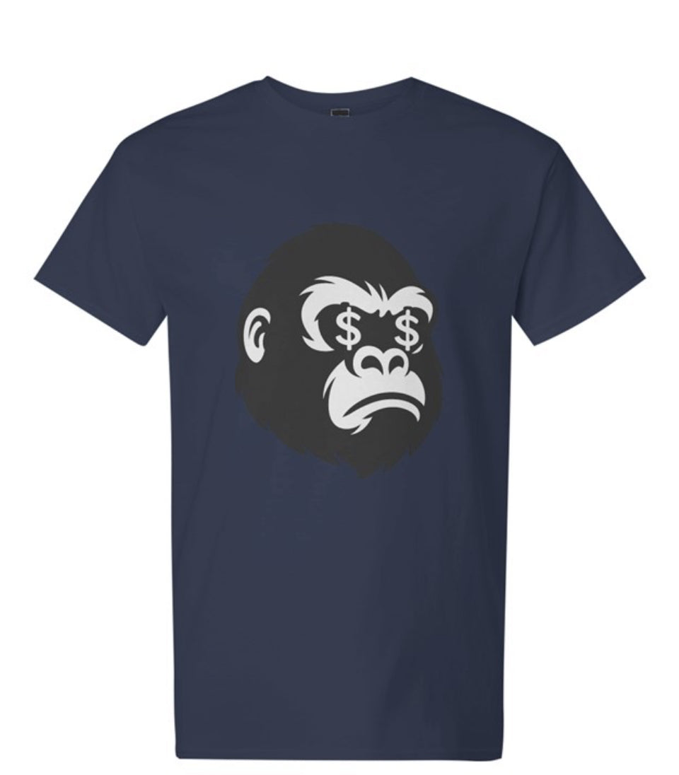 Navy Blue Gorilla Face Tee (Black Print)