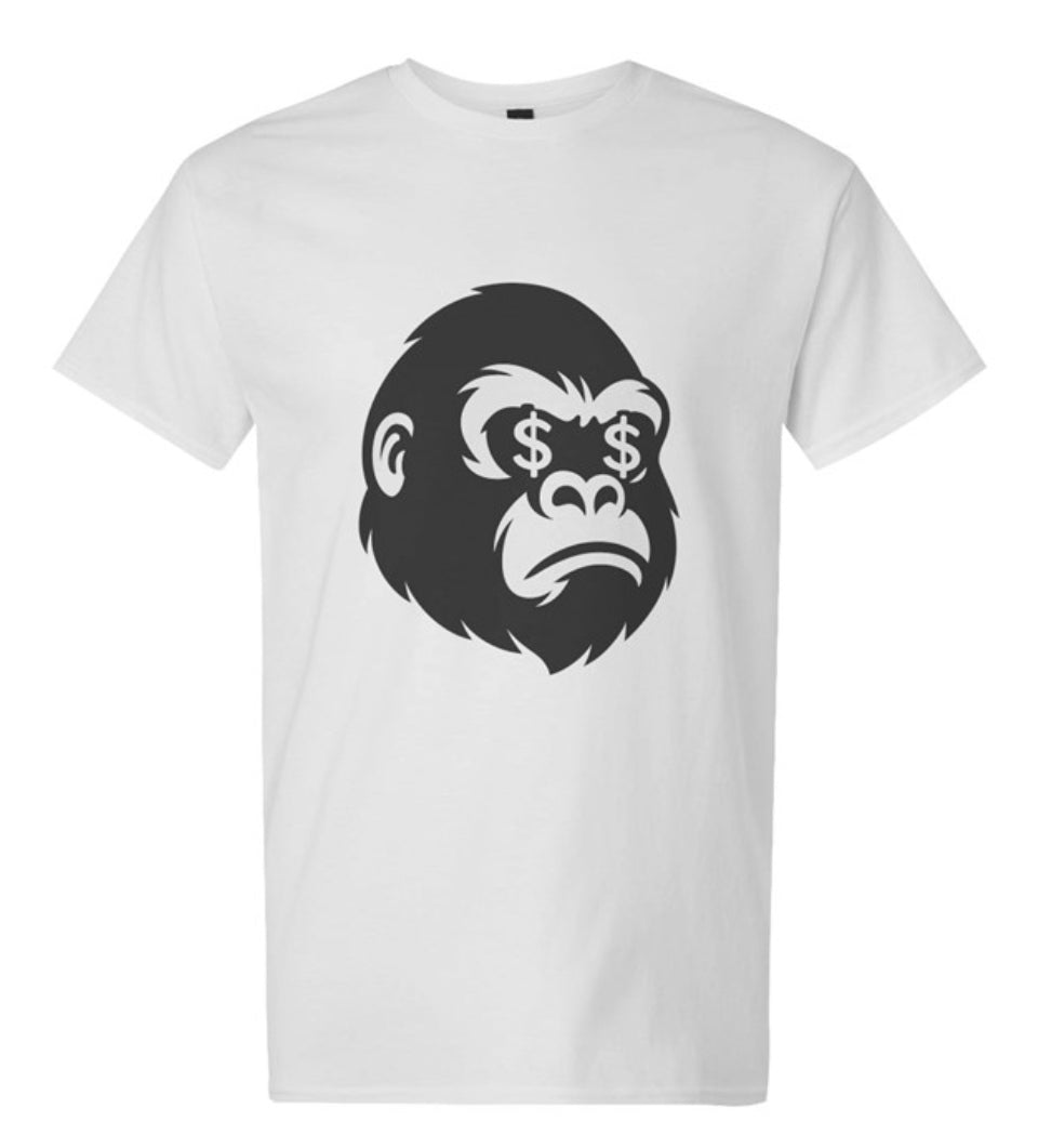 White Gorilla Face Tee (Black Print)
