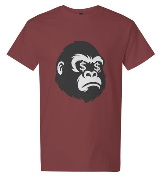 Maroon Gorilla Face Tee (Black Print)