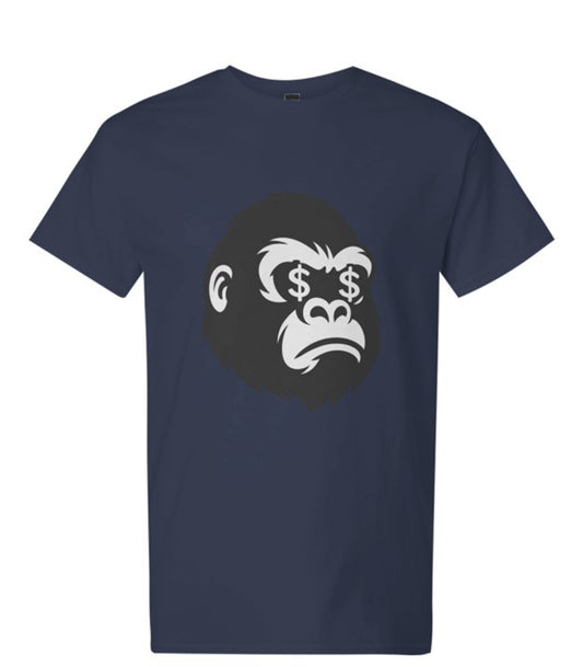 Navy Blue Gorilla Face Tee (Black Print)